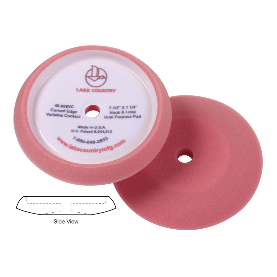 Curved Edge Ø 7½"x1¼" PINK Heavy Polishing Pad